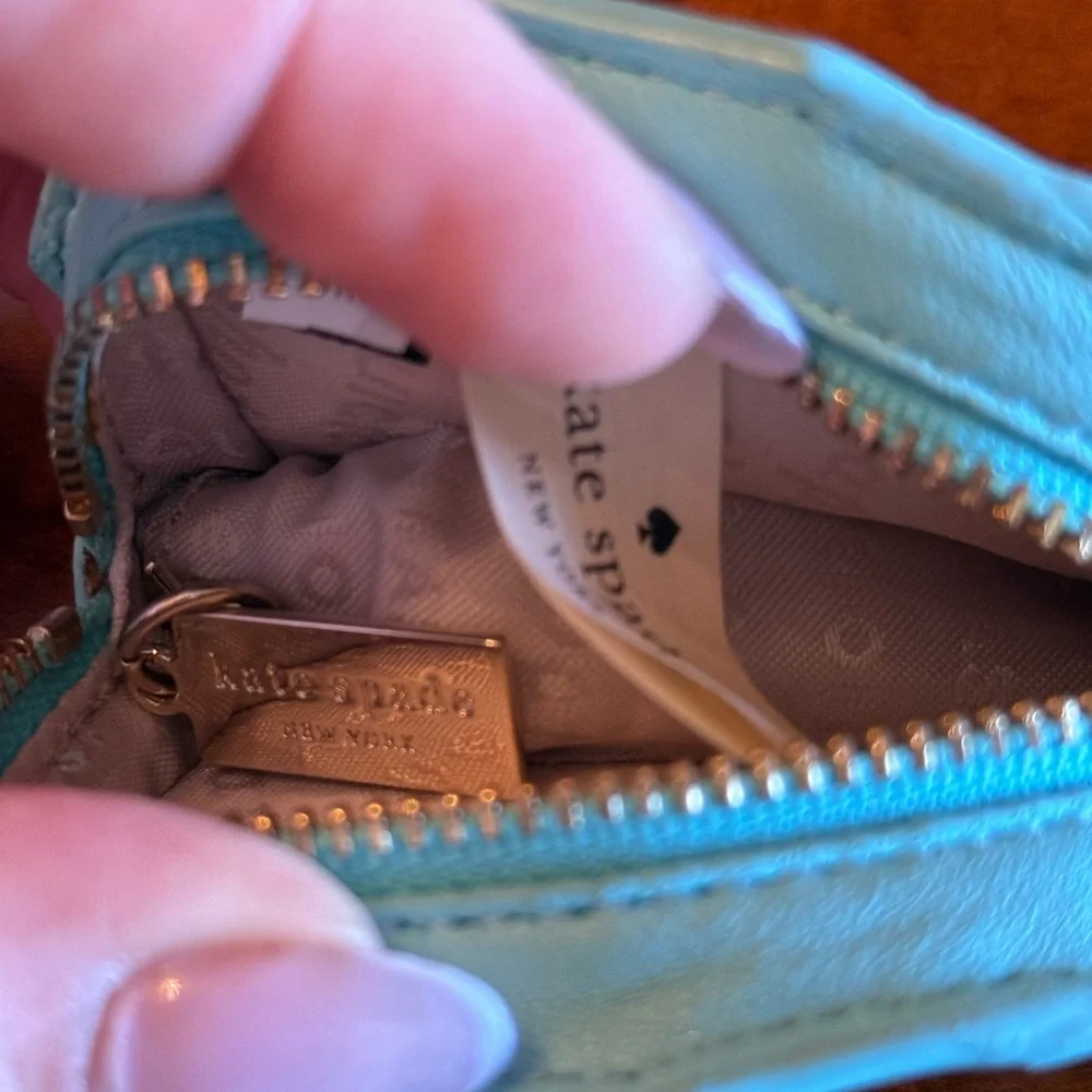 Kate Spade ♠️ Aqua blue Origami Seahorse Small coin pouch - breath of fresh air. - Picture 8 of 9